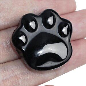 Black Obsidian Cat Crystals Healing Stones, Natural Worry Stone for Anxiety